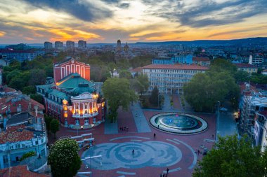 Bulgaristan 'ın Varna kentindeki Independence meydanının hava görüntüsü