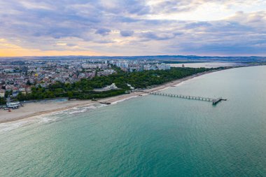 Bulgaristan 'daki Burgaz iskelesinin havadan görüntüsü