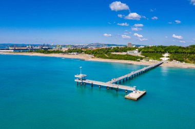 Bulgaristan 'daki Burgaz iskelesinin havadan görüntüsü