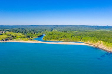 Bulgaristan 'daki Veleka plajının hava manzarası