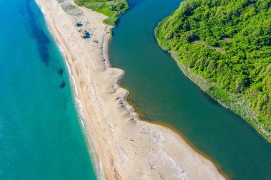 Bulgaristan 'daki Veleka plajının hava manzarası