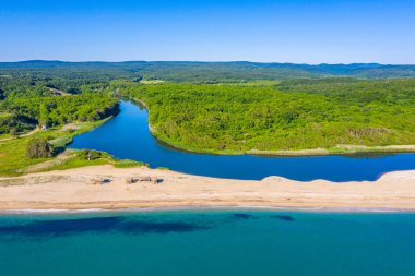 Bulgaristan 'daki Veleka plajının hava manzarası