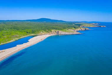 Bulgaristan 'daki Veleka plajının hava manzarası