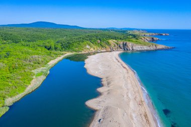 Bulgaristan 'daki Veleka plajının hava manzarası