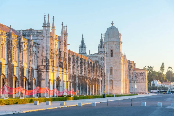 Zonsopgang Bij Mosteiro Dos Jeronimos Belem Lissabon Portugal — Stockfoto