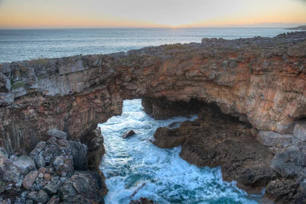 Vista Sul Tramonto Della Grotta Boca Inferno Vicino Cascais Portogallo — Foto Stock