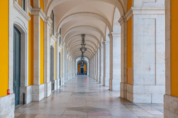 Dettaglio Porticato Che Circonda Praca Comercio Lisbona Portogallo — Foto Stock