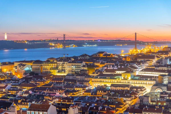 Вид Закат Города Лисбон Площадью Фака Комери Португалия — стоковое фото