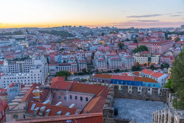 Vista Aérea Atardecer Lisboa Desde Escalera Del Castillo Sao Jorge — Foto de Stock