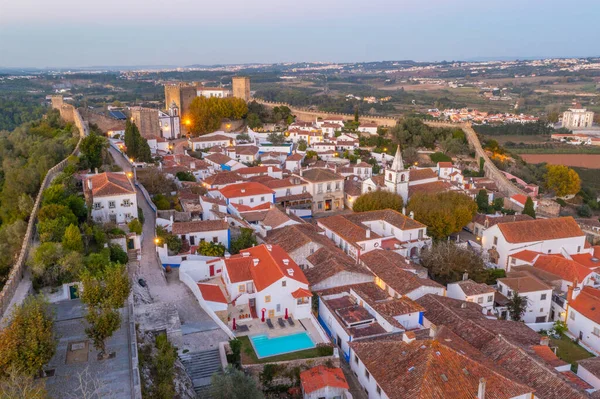 Πανόραμα Sunset Θέα Της Πόλης Obidos Στην Πορτογαλία — Φωτογραφία Αρχείου