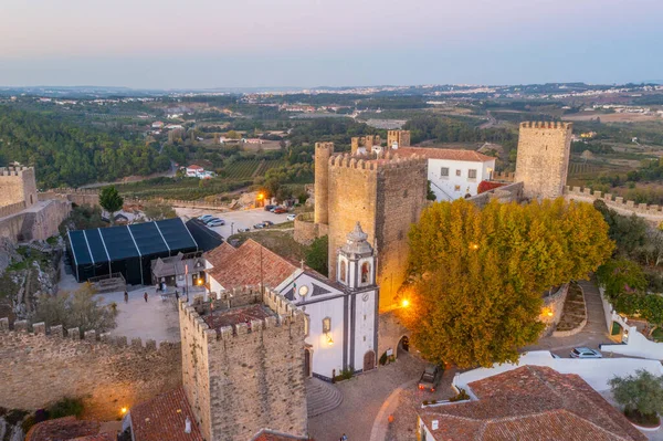 Vista Sul Tramonto Del Castello Obidos Portogallo — Foto Stock