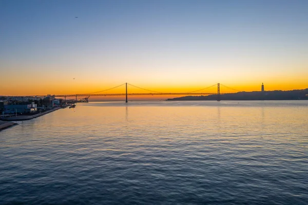 Lizbon Portekiz Nisan Köprünün Gün Doğumu Manzarası — Stok fotoğraf