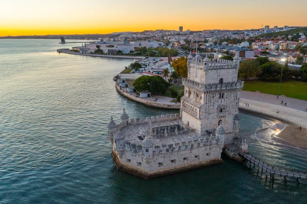 Sunset View Torre Belem Lisbon Portugal — Stock Photo, Image