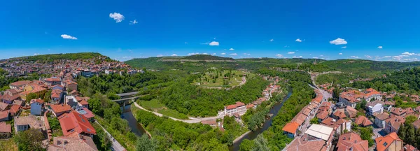 Aerial View Tsarevets Trapezitsa Fortresses Veliko Tarnovo Bulgari — ストック写真