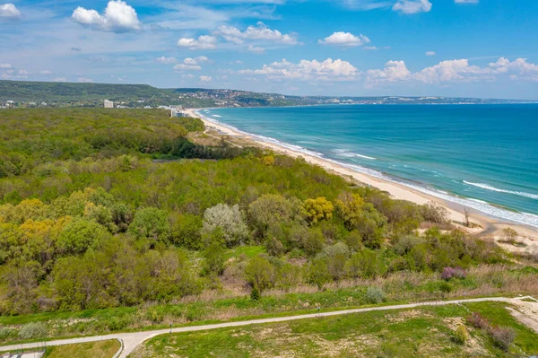 保加利亚Kranevo村海滩的空中景观 — 图库照片