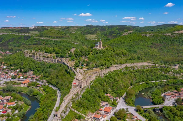 Légi Kilátás Tsarevets Erőd Veliko Tarnovo Bulgária — Stock Fotó