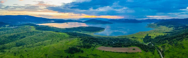 Tramonto Vista Aerea Del Serbatoio Batak Bulgari — Foto Stock