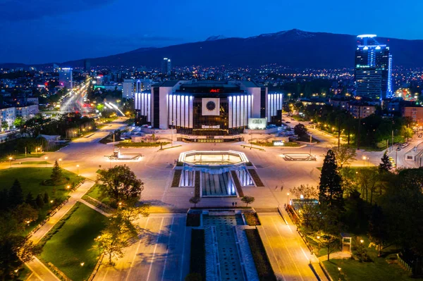 Tramonto Vista Aerea Del Palazzo Nazionale Della Cultura Sofia Bulgaria — Foto Stock