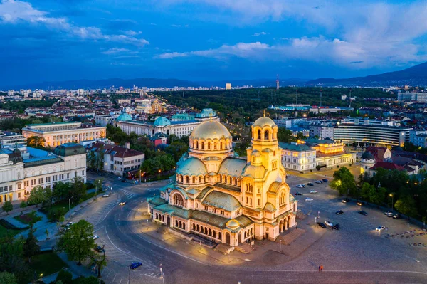 Luchtfoto Van Alexander Nevski Kathedraal Sofia Bulgarije — Stockfoto