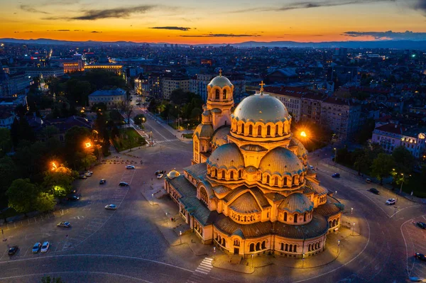 Vue Aérienne Cathédrale Alexandre Nevski Sofia Bulgarie — Photo