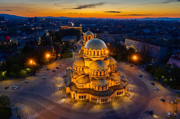 保加利亚索菲亚Alexander Nevski大教堂的空中景观 — 图库照片