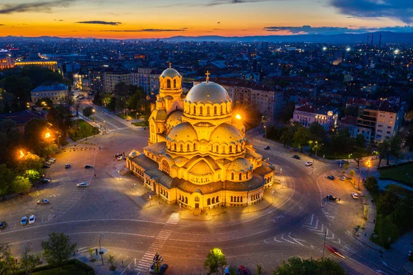 Vue Aérienne Cathédrale Alexandre Nevski Sofia Bulgarie — Photo