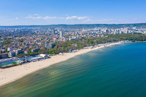 Vista Aérea Playa Central Ciudad Bulgara Varna — Foto de Stock
