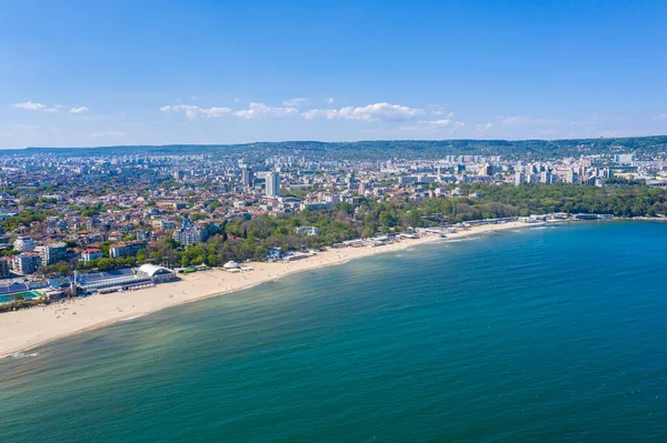Vista Aérea Playa Central Ciudad Bulgara Varna — Foto de Stock