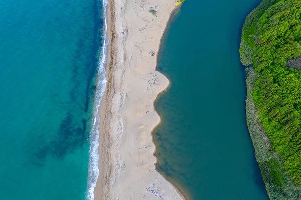 Pôr Sol Vista Aérea Praia Veleka Bulgária — Fotografia de Stock