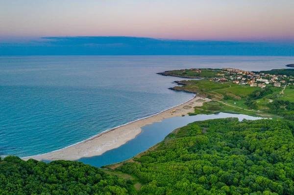 Tramonto Vista Aerea Della Spiaggia Veleka Bulgaria — Foto Stock