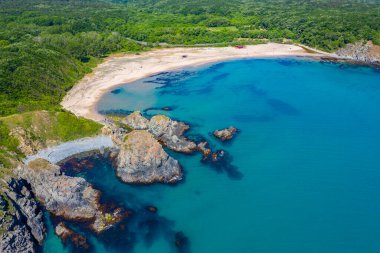 Bulgaristan 'daki Silistar plajının havadan görünüşü