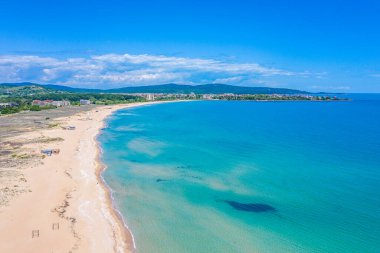 Bulgaristan 'ın Primorsko kentindeki güney plajı