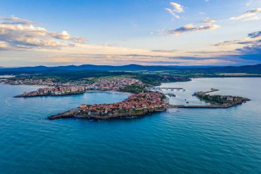 Bulgaristan 'ın Sozopol kentinin günbatımı manzarası