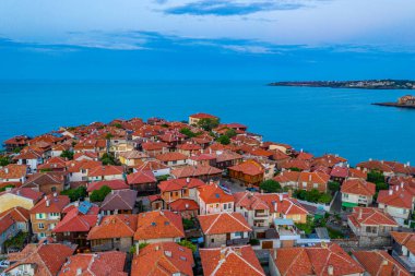 Bulgaristan 'ın Sozopol kentinin günbatımı manzarası