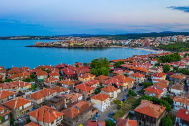 Bulgaristan 'ın Sozopol kentinin günbatımı manzarası