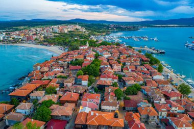Bulgaristan 'ın Sozopol kentinin günbatımı manzarası