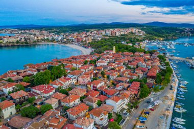 Bulgaristan 'ın Sozopol kentinin günbatımı manzarası