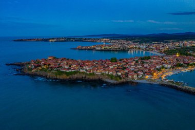 Bulgaristan 'ın Sozopol kentinin günbatımı manzarası