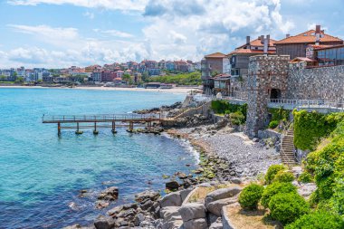 Bulgaristan 'ın Sozopol kentinin deniz manzarası