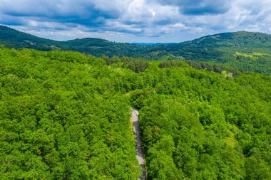 Bulgaristan 'daki Strandzha dağlarının havadan görünüşü