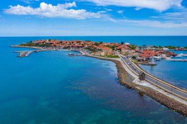 Bulgar kenti Nessebar 'ın hava manzarası