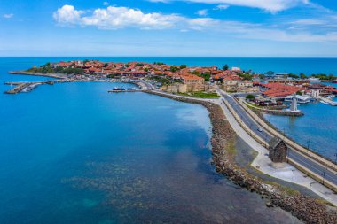 Bulgar kenti Nessebar 'ın hava manzarası
