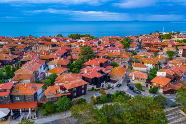 Bulgar kenti Nessebar 'ın deniz manzarası