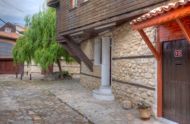 Bulgaristan 'ın Nessebar kentindeki geleneksel sokak