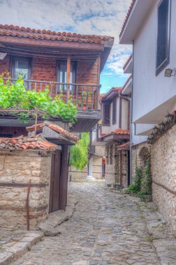 Bulgaristan 'ın Nessebar kentindeki geleneksel sokak