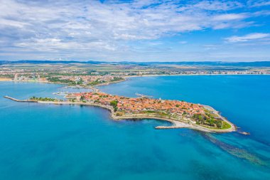 Bulgar kenti Nessebar 'ın hava manzarası