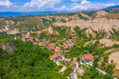 Bulgar kenti Melnik 'in hava manzarası