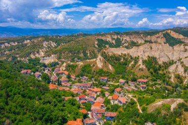 Bulgar kenti Melnik 'in hava manzarası