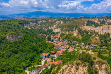Bulgar kenti Melnik 'in hava manzarası