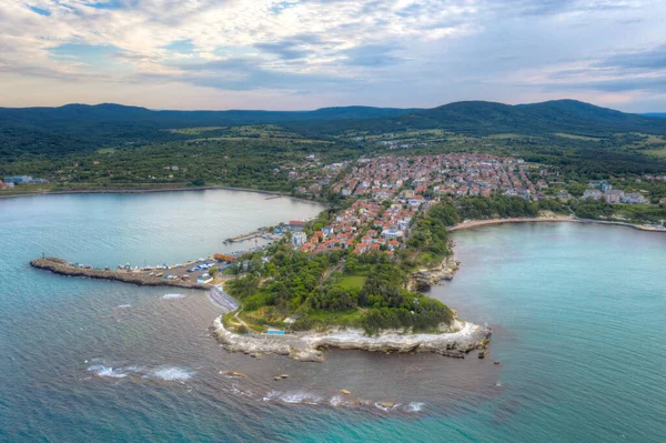 Pemandangan Udara Kota Pinggir Laut Bulgaria Tsarevo — Stok Foto